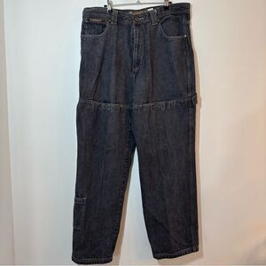 Snoop Dog Baggy Y2K Jeans 38 Stitched Black 90s Hip Hop Streetwear Skate FLAWED!